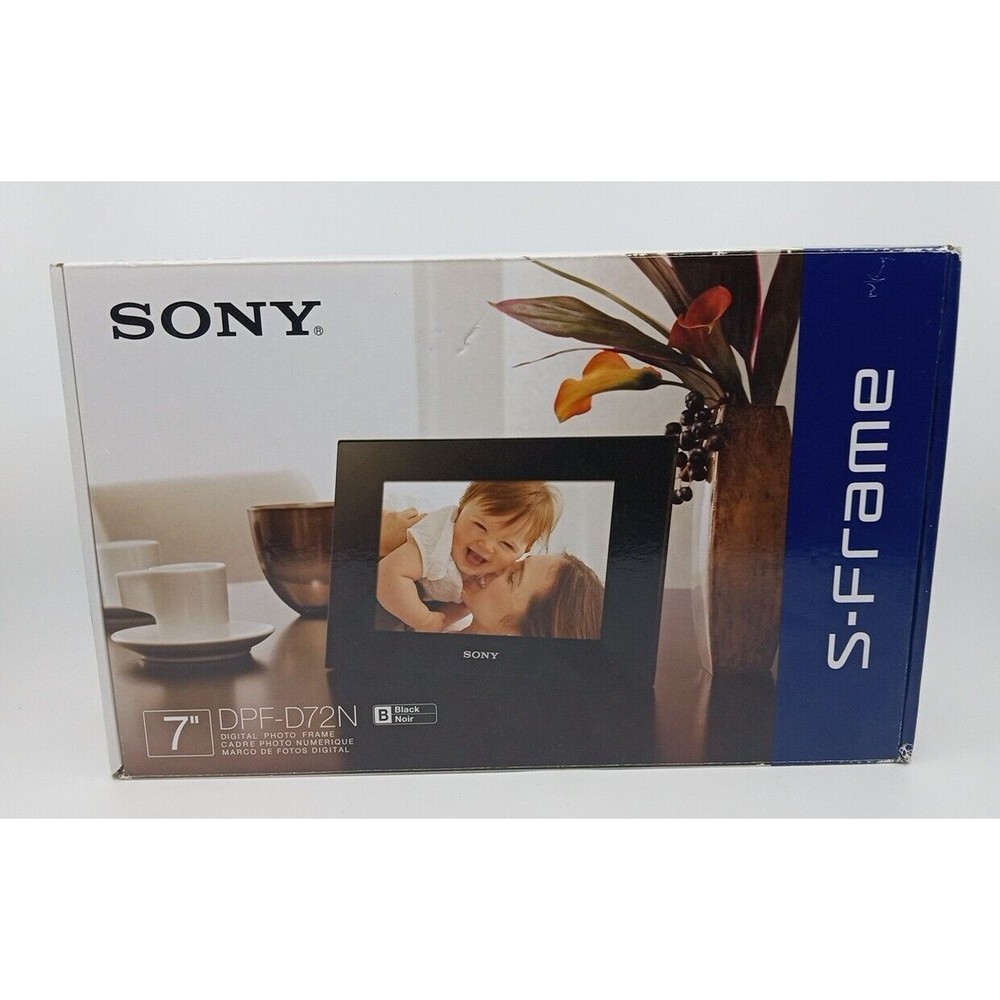 Sony S-Frame 7" Digital Photo Frame Picture Clock With Remote Model DPF-D72N